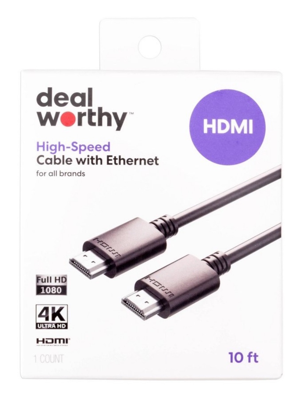 HDMI High Speed Cable with Ethernet 10” Cable Black: Male-to-Male Connection
New